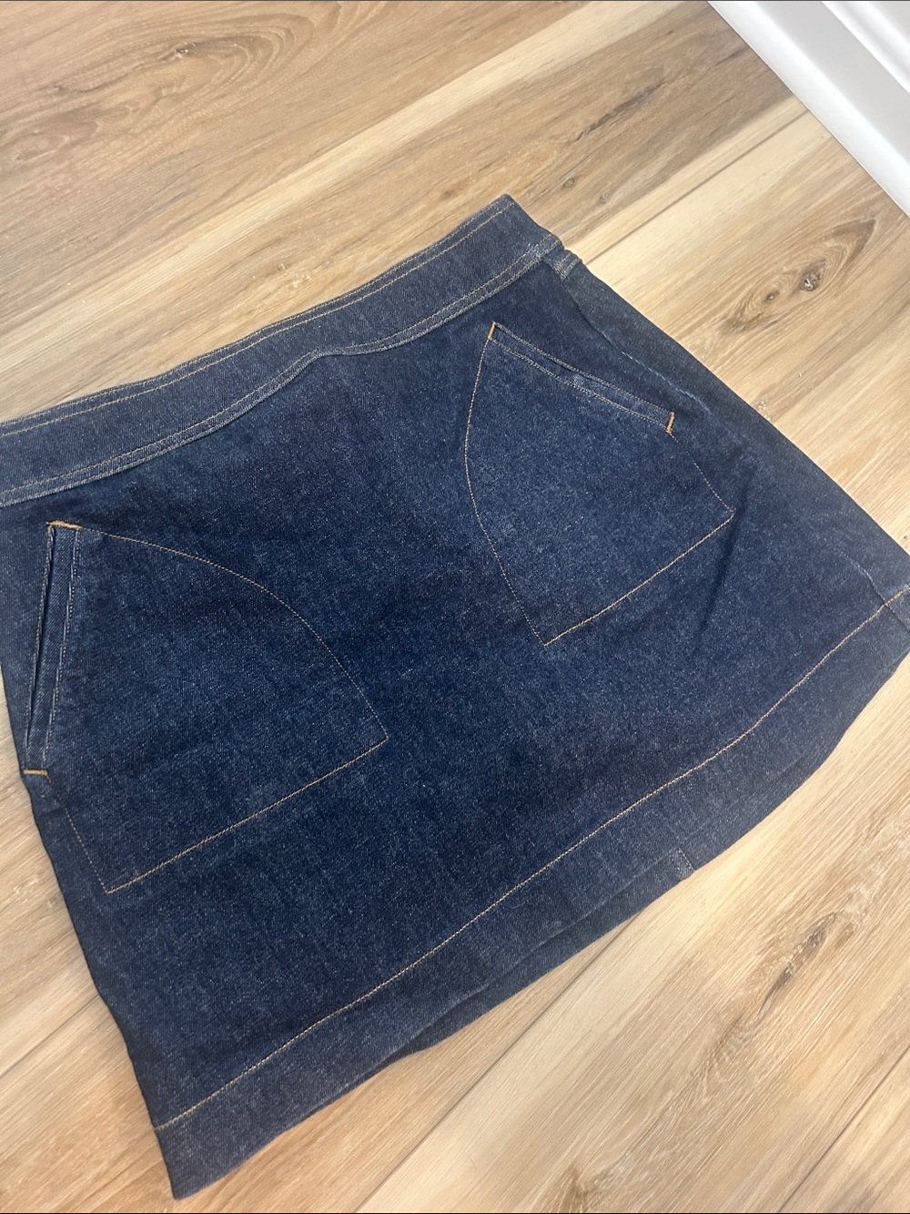 SPANX Dark Indigo Denim Mini Skirt